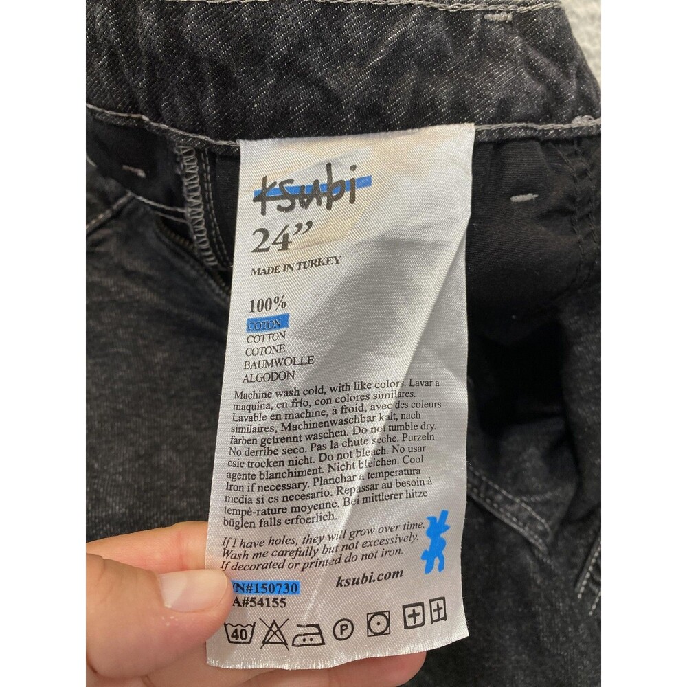 Ksubi Jeans Womens 24 Black Charcoal High Rise Wide Leg 100% Cotton Denim Turkey - Picture 12 of 16